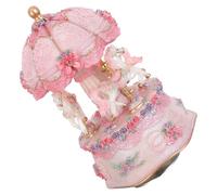 HOMSFOU Boîte à Musique Carrousel Rotative en Résine avec Éclairage Changeant, Petite Boîte à Musique Rose à Remontoir, Décor Intérieur pour Chambre et Fête, Présent Musical Lumineux