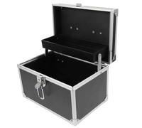 HOMSFOU Boîte à Outils Portable Petite Taille 24x16x16 Cm, Boîte de Rangement Étanche à L’intérieur, Texture Cuir Grainé Noir, Organisateur Multifonction pour Outils de Massage,