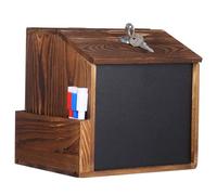 HOMSFOU Boîte à Suggestions Murale Bois avec Serrure et Ouverture Boîte à Dons Verrouillable avec Porte-brochures Urne de Vote Sécurisée pour Bureau École et Collecte de Fonds