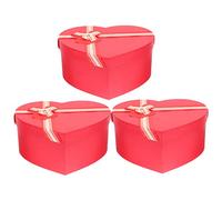 HOMSFOU Boîte De 3 Pièces Boîtes Coeur Pour Fleurs Cœur Veille Avec Sacs D'emballage En Forme De Coeur Floral Forfait Festival Mignon Noël Coquette Mariage Cas Présent Papier Rouge