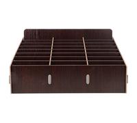 HOMSFOU Boîte de Rangement Multi-grilles en Bois Couleur Noyer 24 Compartiments pour Téléphone Portable et Cartes, Organisateur de Bureau Intérieur pour Salle de Réunion et Espace