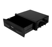 HOMSFOU Boîte de Rangement Organisation Optimale de l'espace pour Autoradio en Plastique Noir, Support Design Élégant et Fonctionnel pour Système Audio Voiture