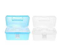 HOMSFOU Boîte De Rangement Pour Outils D'art 2 Pcs Petit Modèle Transparent Organiseur De Décoration D'ongles Étui De Rangement Portable Pour Manucure Et Maquillage Couleur Blanche Et Bleue