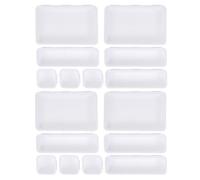 HOMSFOU Boîte de Rangement pour Tiroir de Bureau et Salle de Bain 16 Pièces, Organisateur de Maquillage Modulable Blanc 24x16x9 Cm, Séparateur Réglable en Plastique Robuste