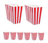 HOMSFOU Boîtes à Popcorn Imprimé Rayures Classiques en Papier Rouge Lot de 10 Récipients Pratiques pour Fêtes et Événements pour Bonbons et Biscuits