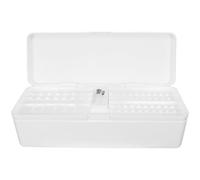 HOMSFOU Boîtier de Rangement pour Piles AA et AAA Double Couche en Plastique Blanc, Compact et Portable, Compartiments Sécurisés Anti-Chute, Organisateur pour Bureau, Voyage et Maison,