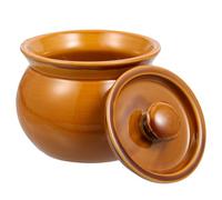 HOMSFOU Bol à Soupe en Céramique 400 Ml Marron, Marmite Ménagère pour Cuisson Gaz et Feu de Bois, Ustensile la Cuisine Maison Multifonctionnel pour Ragoûts, Bols Soupe et Plats Mijotés