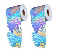 HOMSFOU Bordure Autocollante Corail pour Tableau Affichage en Papier Enduit, 2 Rouleaux Résistants à L'huile, Décoration Océanique pour Fournitures Scolaires de Plage