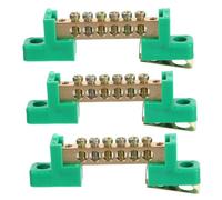 Homsfou Bornier De Terre En Cuivre Bloc De Connexion Fixe Vert Pour Tableau ÉLectrique Barrette De Mise À La Terre 3 PièCes Pour BoîTes De Distribution Et CâBlage
