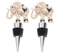 HOMSFOU Bouchon de Bouteille de Vin en Alliage Or Éléphant Décoratif, Réutilisable et Sûr, pour Réunions Familiales et Visite D'amis, Lot de 2 Pièces
