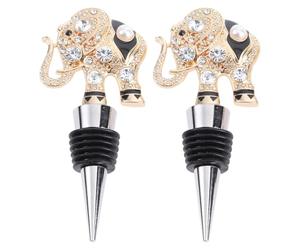 HOMSFOU Bouchon de Bouteille de Vin en Alliage Or Éléphant Décoratif, Réutilisable et Sûr, pour Réunions Familiales et Visite D'amis, Lot de 2 Pièces