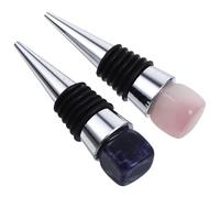 HOMSFOU Bouchons de Vin en Cristal Naturel 2pcs avec Boîte Présent, Bouchons Décoratifs pour Bouteille de Vin, Fonction de Conservation Fraîche, pour Fête et Maison
