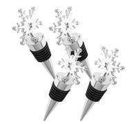 HOMSFOU Bouchons Décoratifs Bouteilles Vin Acier Inoxydable 4 Pièces Motif Flocon de Neige pour Fêtes de Fin d'Année et Réunions Entre Amis