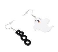 HOMSFOU Boucles D'oreilles Fantômes Pendantes D'halloween en Acrylique Blanc et Noir, Légères et Confortables pour Femmes Lors D'événements Cosplay