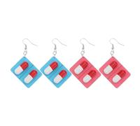 HOMSFOU Boucles D'oreilles Pendantes Capsules en Bois Drôles, 2 Paires, Légères et Créatives, Bijoux Femmes pour Infirmières, Cosplay et Fêtes à Thème