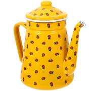 HOMSFOU Bouilloire Émaillée Vintage 1,5 L Jaune avec Poignée, Théière Rétro pour Thé en Vrac, Pot D'eau Cuisine pour Maison et Camping, Bouilloire à Eau Chaude Fonctionnelle et Légère