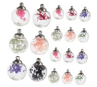 HOMSFOU Boules De Verre Transparentes Fleurs Séchées, Lot De 20, Accessoires Diy Bijoux, Décoration D'intérieur, Modèle De Fleur En Boule, Décoration Pour Pendentif Et Bracelet, Couleurs Variées