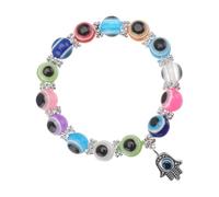 HOMSFOU Bracelet de Perles au Design Rétro Hamsa Main de Fatima Œil Maléfique, Alliage Délicat, Taille Extensible, Bijou Vintage Charmant pour Femme et Présent Anniversaire