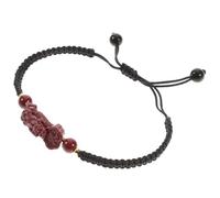 HOMSFOU Bracelet Feng Shui en Corde Tressée Fait Main Pi Yao, Ajustable, en Pierre de Sable Violet et Corail Naturel, Amulette de Richesse Unisexe pour Usage Quotidien et Chance