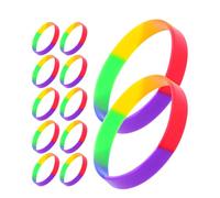 HOMSFOU Bracelets en Silicone Arc-en-ciel 42 Pièces, Lot Élastique Couleur Multicolore, Décorations pour Fête Fierté, Accessoires Événementiels Confortables et Résistants, Taille Unique