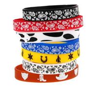HOMSFOU Bracelets en Silicone Colorés Western 7 Pièces Élastiques Unisexes Accessoires de Fête Décoratifs pour Événements Thématiques