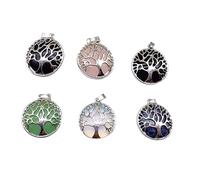 HOMSFOU Breloques D'arbre En Alliage Et Cristal Multicolores 6 Pièces Accessoires De Collier Diy Pour Créateurs Bijoux Faits Maison Présent Fête Noël Anniversaire