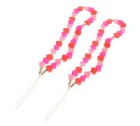 HOMSFOU Breloques De Téléphone En Pâte Polymère Cordons à Suspendre Femme Motif Cœur Rose 2 Pièces Décorations Uniques Pour Téléphone Portable Accessoires Suspendus