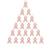 HOMSFOU Breloques Ruban Rose Cancer du Sein en Alliage Émaillé, Pendentifs 30 Pcs par Sachet, Pack 4 Sachets 120 Pièces, Accessoires Création Bijoux DIY pour Bracelets et Colliers