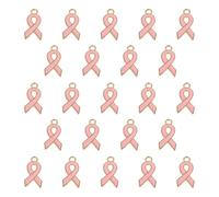 HOMSFOU Breloques Ruban Rose Émaillé pour Sensibilisation Cancer du Sein, Pendentifs Alliage 30 Pcs par Sachet, 120 Pcs Pack pour Accessoires Bijoux Diy, Charms Bracelets Légers et Solide