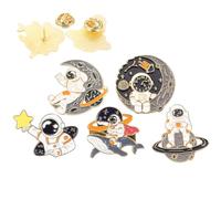HOMSFOU Broche Astronaute en Alliage Cartoon 5pcs, Épingles Décoratives pour Robe et Écharpe, Style Unique et Créatif, Résistant la Décoloration