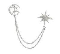 HOMSFOU Broche Épingle de Poitrine à Chaîne en Alliage Étoile à Huit Branches Cerf Décoratif en Zircon, Broche Créative pour Femmes, Accessoire Mode Présent Original pour Mariage