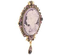 HOMSFOU Broche Victorienne en Relief Portrait de Femme et Strass Violet, Épingle pour Vêtements Féminins, Accessoire Élégant pour Robe de Soirée et Présents D'anniversaire, Bijou Vintage