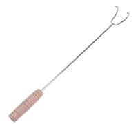 HOMSFOU Brochettes à Rôtir en Acier Inoxydable Double Crochet, Manche en Bois Antidérapant 6 Cm, Ustensiles pour Barbecue Cuisine Extérieure, Retourneur Viande, Outils de Grillade
