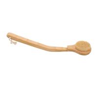 HOMSFOU Brosse de Bain en Soies de Porc Manche Long Incurvé en Bambou, Tête Ronde Amovible, Brosse Dorsale, Exfoliante et Nettoyante, Adaptée aux Personnes Âgées et Mobilité Réduite,