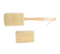 HOMSFOU Brosse de Longue Corps en Loofah Naturel, Manche Long Ergonomique, Lot de 2 Set de Pièces Brosse Exfoliante Douce pour Dos et Peau, Accessoire de Bain pour Gommage Quotidien