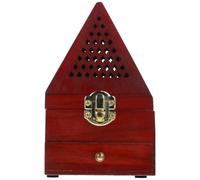 HOMSFOU Brûleur Parfum en Bois Pyramidal Classique pour Bureau et Étude, Boîte Évidée Créative pour Brûler Cônes de Parfum et Purifier L'air