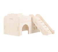 HOMSFOU Cachette en Bois Naturel pour Hamster Nain, Résistant aux Morsures, Maison en Bois Massif pour Cage, Accessoire pour Petits Animaux, D'exploration Sécurisé et Solide