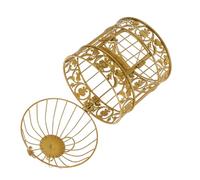 HOMSFOU Cage à Oiseaux Décorative en Fer Forgé Dorée, Ornement pour Mariage Champêtre et Jardin, Accessoire Photo Style Européen et Dimensions 19 X 35 CM