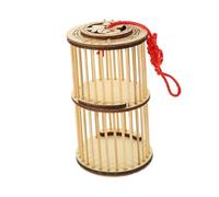 HOMSFOU Cage à Sauterelles en Bambou Naturel, Panier de Rangement Portable Porte Escamotable, Cage Extérieure Solide pour Capture et Observation D'insectes, Support Pratique pour Maison