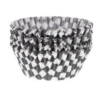 HOMSFOU Caissettes à Cupcakes en Papier Antiadhésif 100 Pcs, Grandes Caissettes Noires et Blanches à Carreaux, Résistantes à Haute Température, Moules à Muffins pour Pâtisserie et Fêtes