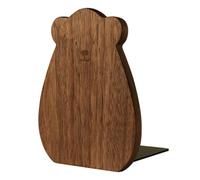 HOMSFOU Cale Livres en Bois de Noyer Foncé, Accessoire Décoratif pour Étagère, Cale Livres Compact pour Bureau et Bibliothèque, Fixation Stable pour Rangement, Présent Original