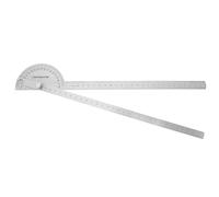 HOMSFOU Calibre D'angle en Acier Inoxydable 180° pour Menuiserie, Réglable | Mesure et Traçage Précis, Bras Fixe et Mobile, Molette de Blocage, Finition Argentée