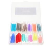 HOMSFOU Capsules D’ongles Longs Carrés 144 Pcs, Extensions D’ongles Préformées Transparentes, Kit Complet sans Papier pour Manucure à Domicile, Conseils pour Nail Art et Pose Facile