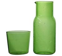 HOMSFOU Carafe à Eau de 500 Ml en Verre Transparent Verre Assorti, Résistance Thermique, Multifonction pour Maison et Bureau, Carafe de Chevet Pratique Couleur Vert Herbe