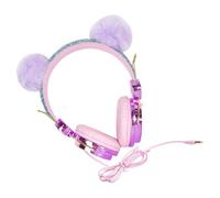HOMSFOU Casque Audio Filaire pour Garçon Fille avec Micro Paillettes Et Boule Fourrure Confortable Et Adapté Filles Et Garçons Câble Design Licorne