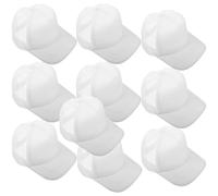 HOMSFOU Casquettes de Baseball Lot de 10 Vierges pour Sublimation en Maille | Blanc, Dos Aéré Ajustable, Polyester PVC et Mousse, pour Pressage Thermique et Vinyle