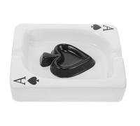 HOMSFOU Cendrier Rétro Poker en Céramique Blanche, Design Fente pour Bureau | Décor Table, Usage Maison ou Voiture, Stable, pour Cendres et Cigares