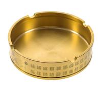 HOMSFOU Cendrier Rond en Laiton Massif, Petit Format, Décoratif pour Maison et Bureau, Cendrier Rétro Rainure Pratique, Ornement Vintage pour Salon, Présent pour Fumeur