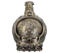 HOMSFOU Cendrier Vintage Sphérique en Alliage de Zinc avec Couvercle Coupe-Vent, Cendrier à Cigares pour Balcon et Bureau, Design 12 Signes du Zodiaque, Couleur Bronze Ancien, Présent