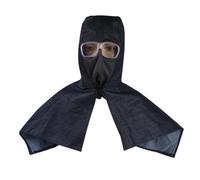 HOMSFOU Châle de Travail Anti-poussière, Bonnet Châle de Protection, Couverture Intégrale, Protection des Yeux, Denim et PVC, Noir, Lunettes, pour Jardinage et Équitation